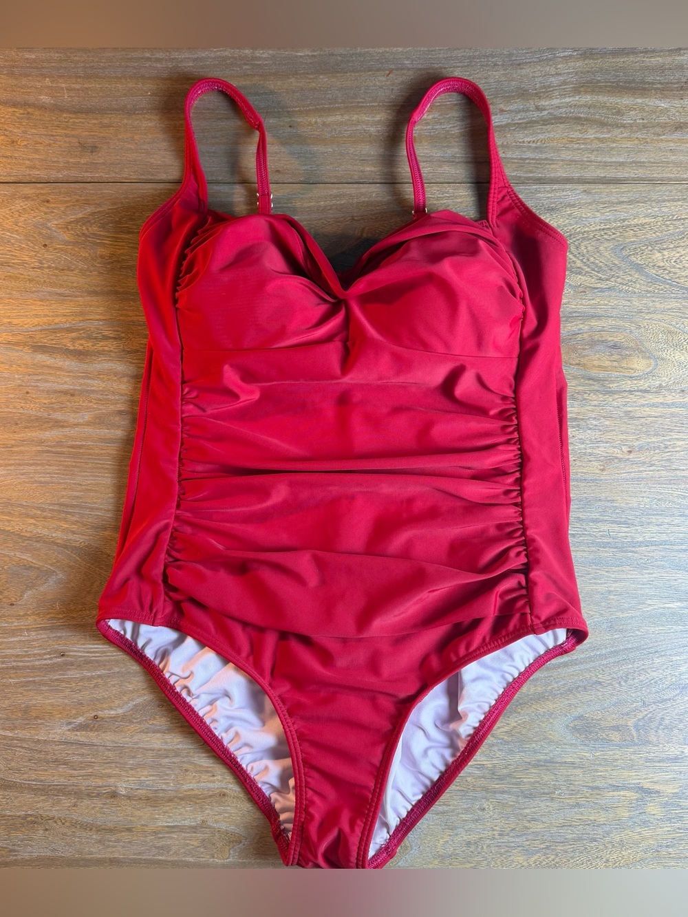 VENUS Women’s Red Ruched One-Piece Swimsuit